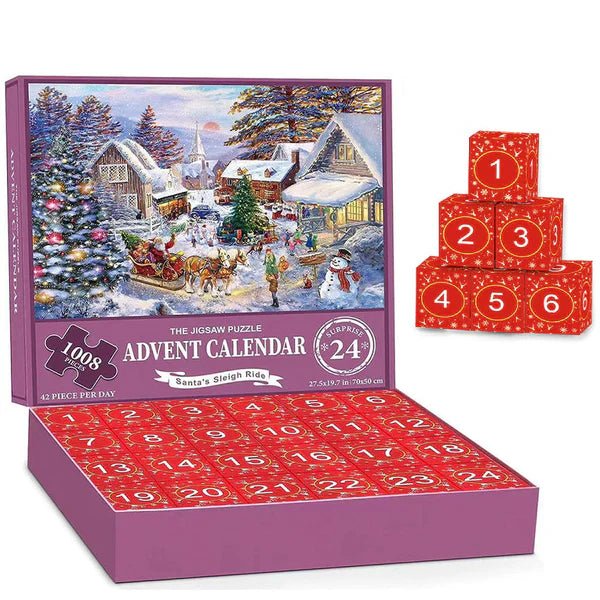 Christmas Jigsaw Advent Calendar Puzzle Blind Box 24 Parts - Christmas Village image