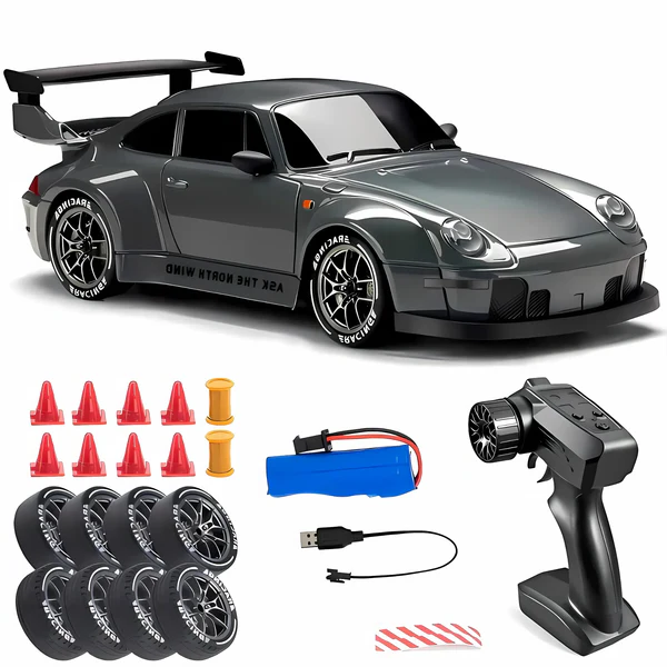 Retro Drift Master – 4WD RC Car with LED Lights - Porche image