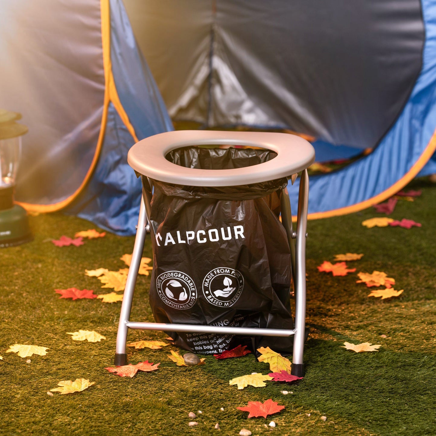 Portable Camping Toilet Seat With Trash Bag Hooks image 6