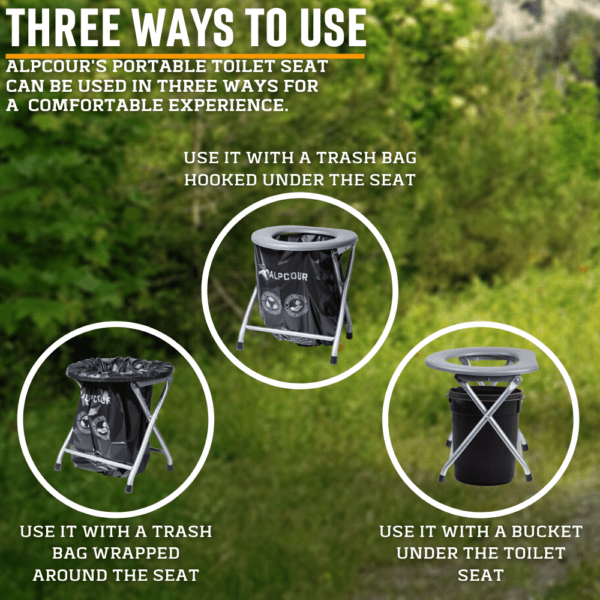 Portable Camping Toilet Seat With Trash Bag Hooks image 5
