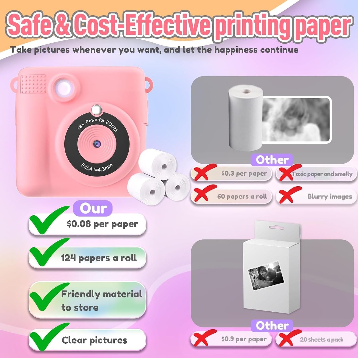 Digital Instant Print Portable Camera For Kids image 1