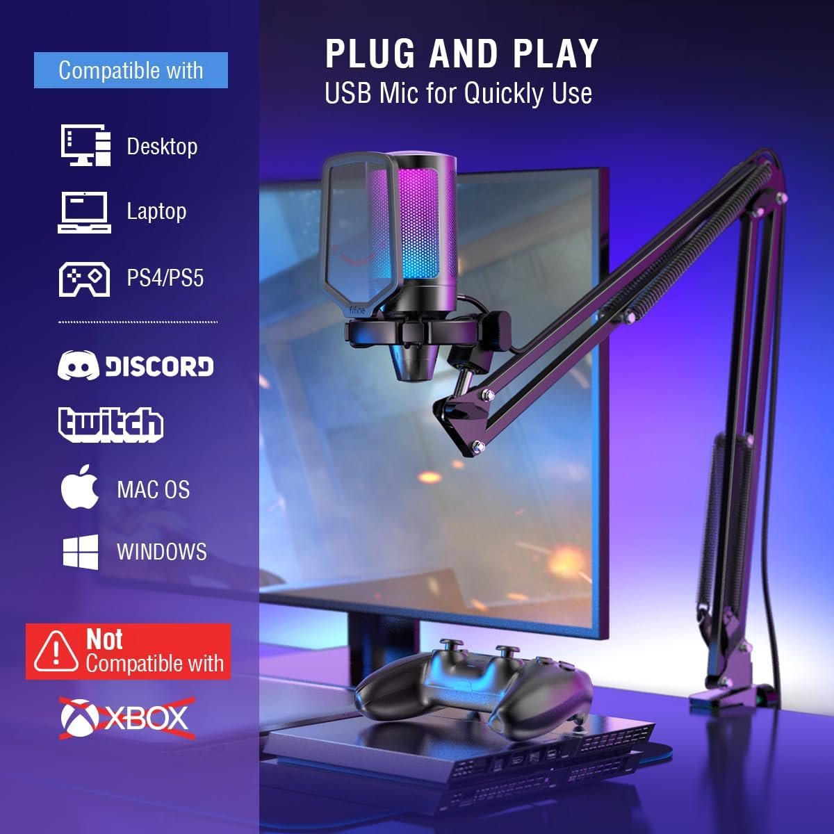 Gaming PC Microphone Podcast Condenser Mic image 7