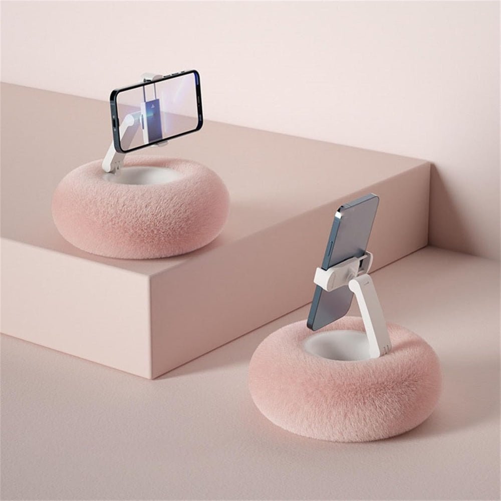 Fuzzy Pillow Phone Holder with Snack Bowl image 5