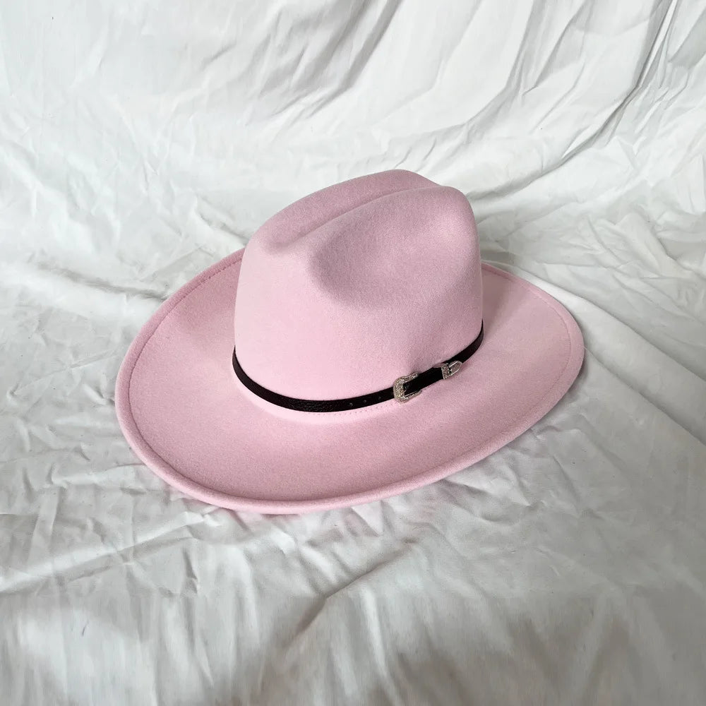 Vintage Western Cowboy Hat – Leather Wide Brim Jazz Hat for Men & Women