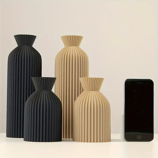 Black Minimal Vase for Modern Living Room Decor
