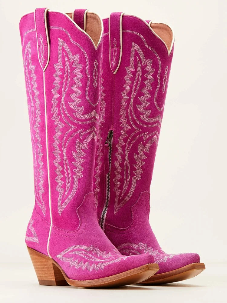 Retro Embroidered Western Cowboy Boots for Women – Pointed Toe