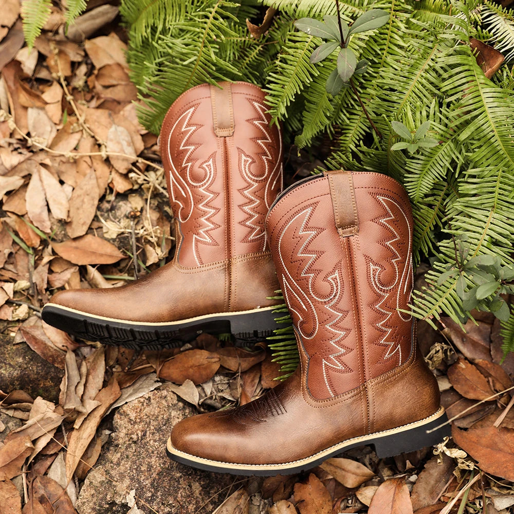 Men’s Western Cowboy Boots Creative Pattern Embroidered Retro