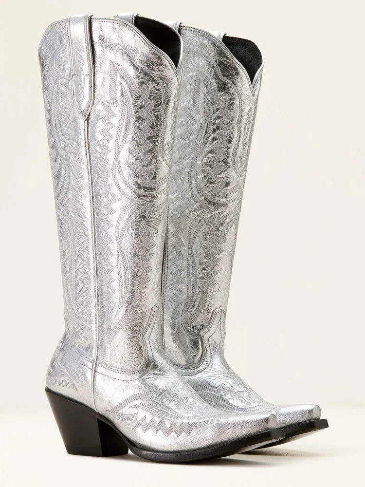 Retro Embroidered Western Cowboy Boots for Women – Pointed Toe