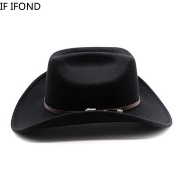 Vintage Western Cowboy Hat – Leather Wide Brim Jazz Hat for Men & Women