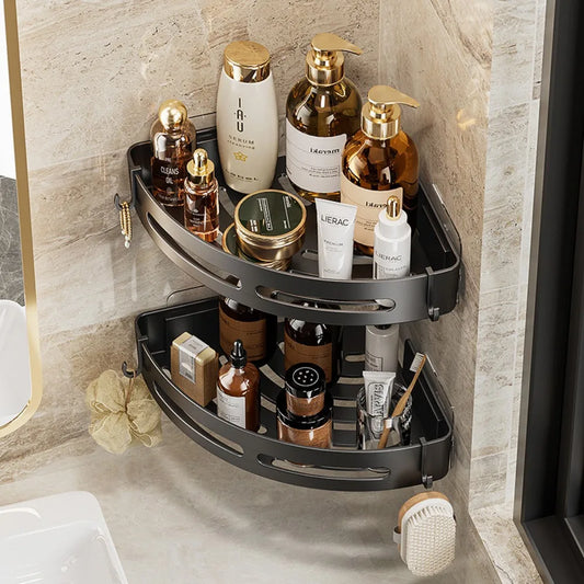 Adhesive Bathroom Corner Shelf – No-Drill Shower Organizer