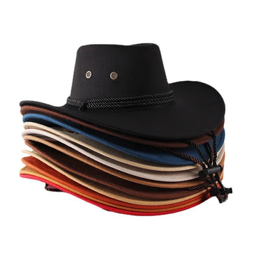 Vintage Western Cowboy Hat – Wide Brim Sun Hat for Men & Women