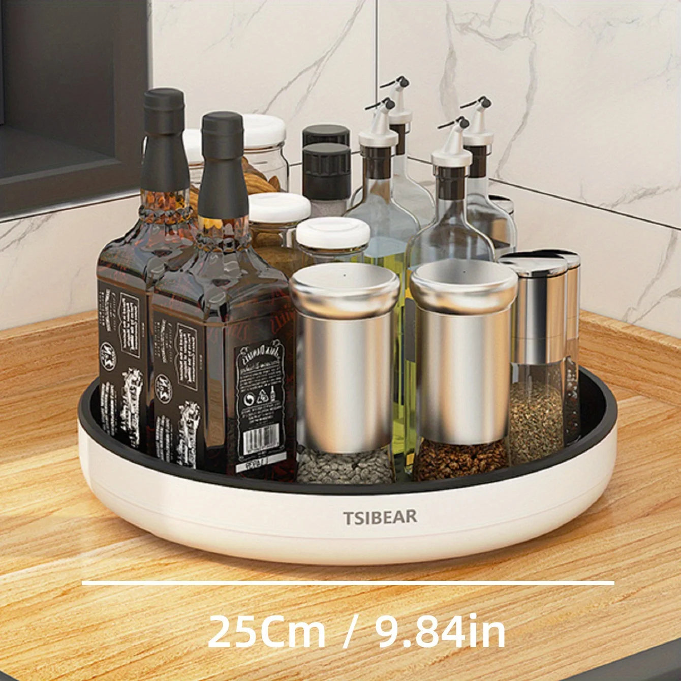 Kitchen turntable multifunctional countertop spice bottle 360 rotating storage rack storage tray cosmetic storage box round
