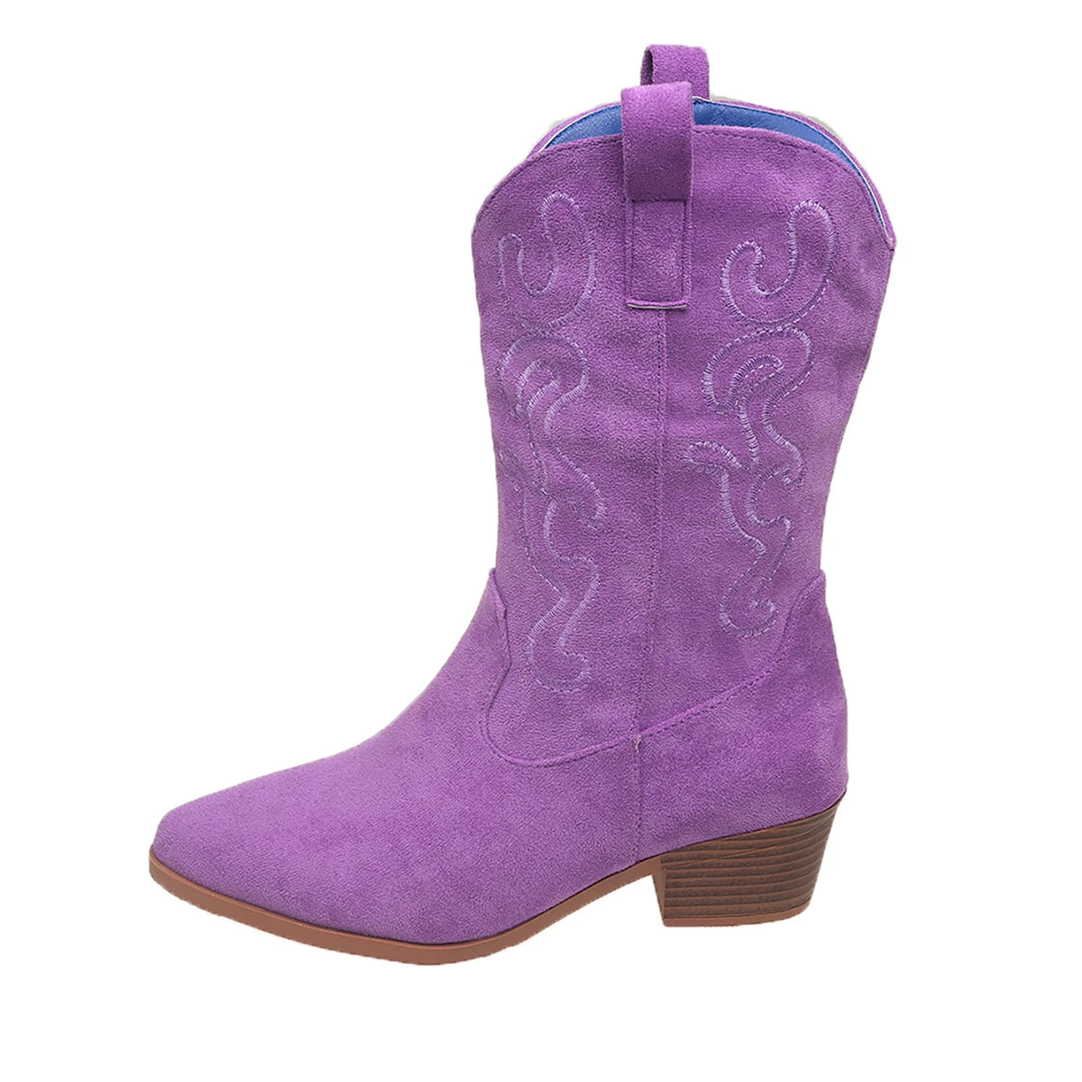 Embroidered Western Cowboy Boots for Women – Pointed Toe, Thick Heel, High Knee