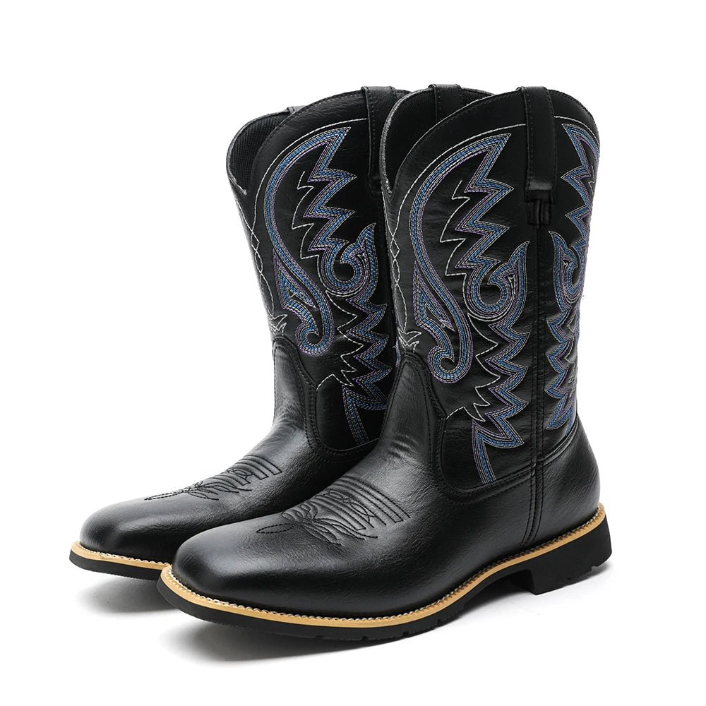 Men’s Western Cowboy Boots Creative Pattern Embroidered Retro