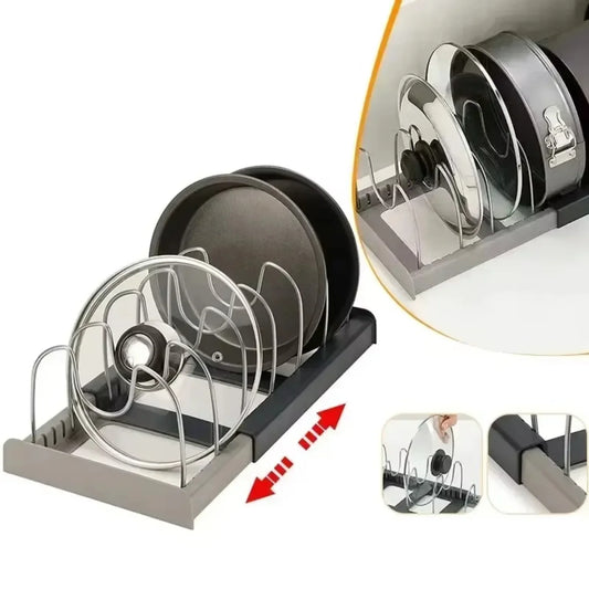 Expandable Pots and Pans Organizer – Adjustable Cabinet Storage Rack