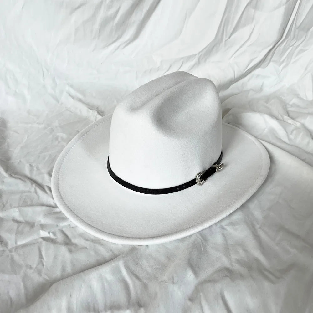 Vintage Western Cowboy Hat – Leather Wide Brim Jazz Hat for Men & Women