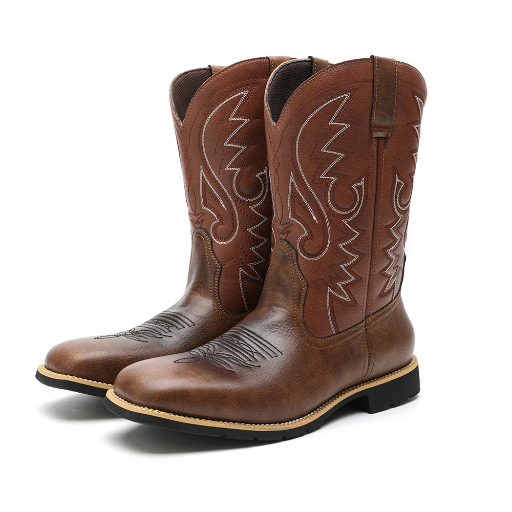 Men’s Western Cowboy Boots Creative Pattern Embroidered Retro