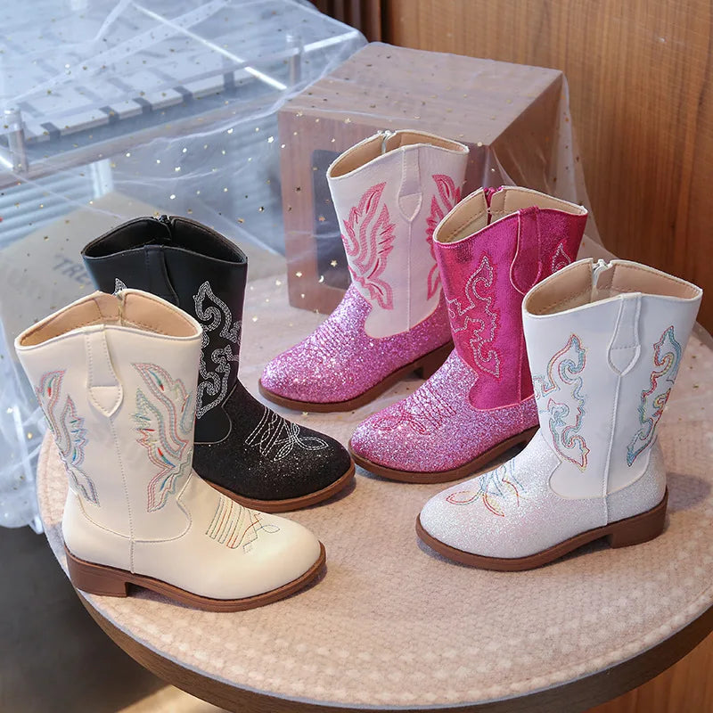 Girls’ Western Cowboy Boots – Sparkly Fashion Boots for Kids