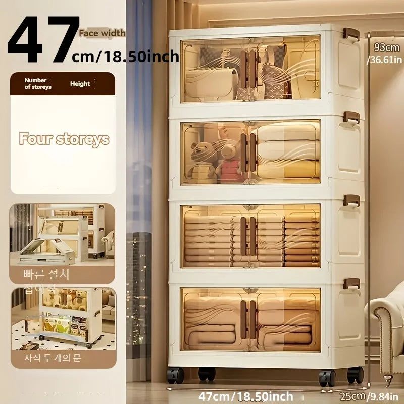 Foldable Storage Box with Clear Door – Stackable Home Organizer