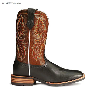 Retro Mid-Tube Western Cowboy Boots – Handmade Leather Riding Boots for Men & Women Cyberpunk Style