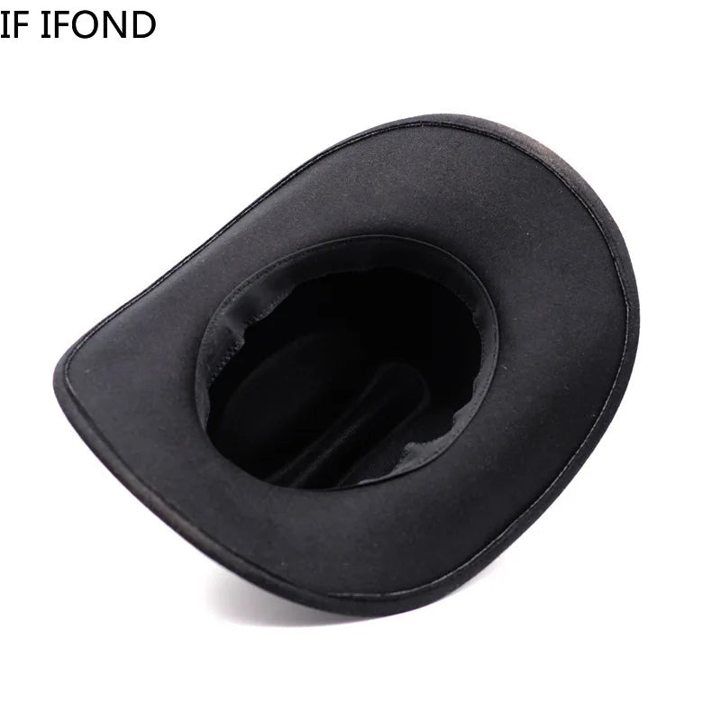 Vintage Western Cowboy Hat – Leather Wide Brim Jazz Hat for Men & Women