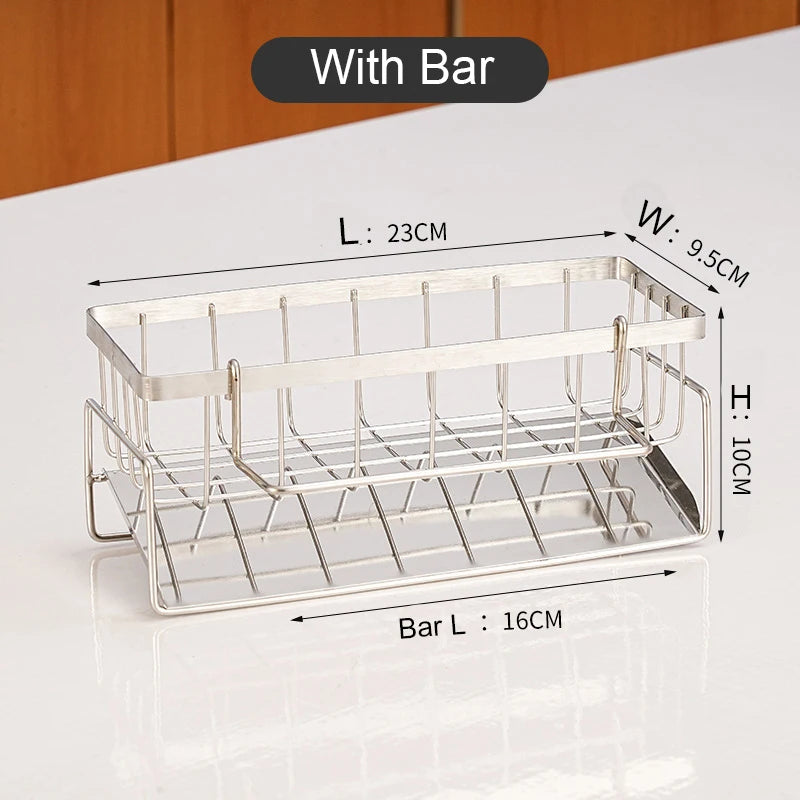 Sink Cleaning Tools Storage Rack Kitchen Multifunctional Stainless Steel Drain Rack for Sponge Cleanser Organizer Rag Hanger