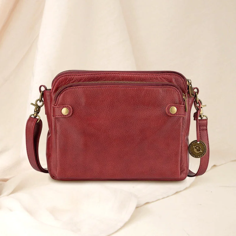 Three-Layer Crossbody Leather Shoulder Bag & Clutch image 11