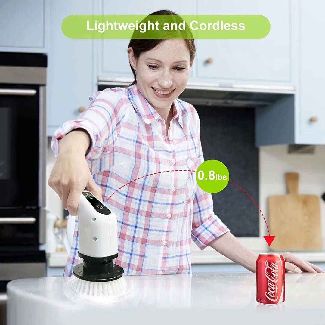 Electric Spin Power Scrubber Cordless Cleaning Brush Long Handle 7 Heads image 5