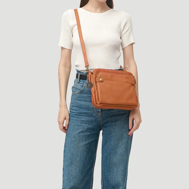 Three-Layer Crossbody Leather Shoulder Bag & Clutch image 1