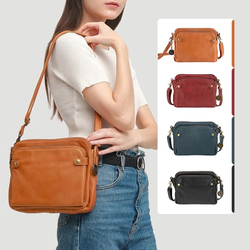 Three-Layer Crossbody Leather Shoulder Bag & Clutch image 9