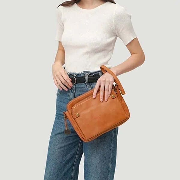 Three-Layer Crossbody Leather Shoulder Bag & Clutch image 2