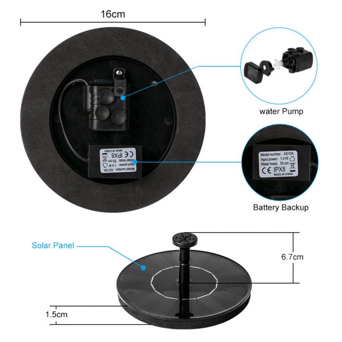 Solar Fountain Pump Floating Water Decor image 2