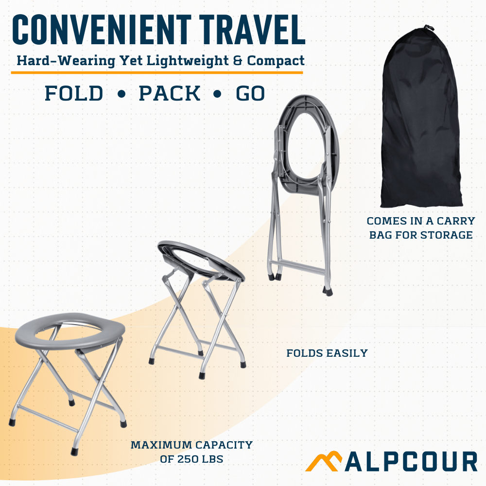 Portable Camping Toilet Seat With Trash Bag Hooks image 2