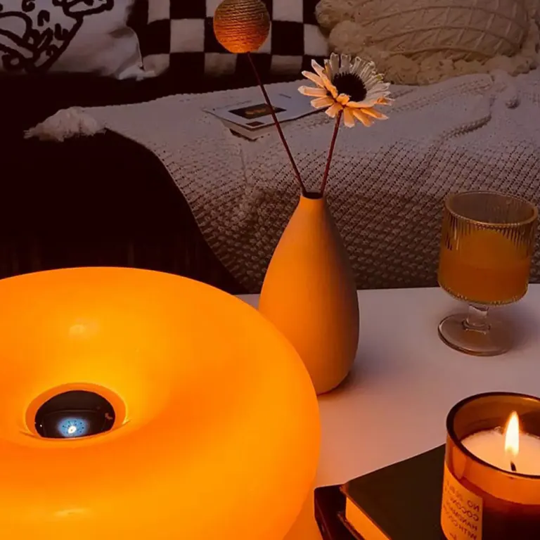 Donut Lamp – LED Dimmable Orange Table & Wall Lamp, Energy-Efficient Glass Light for Living Room, Bedroom, Dorm image 2