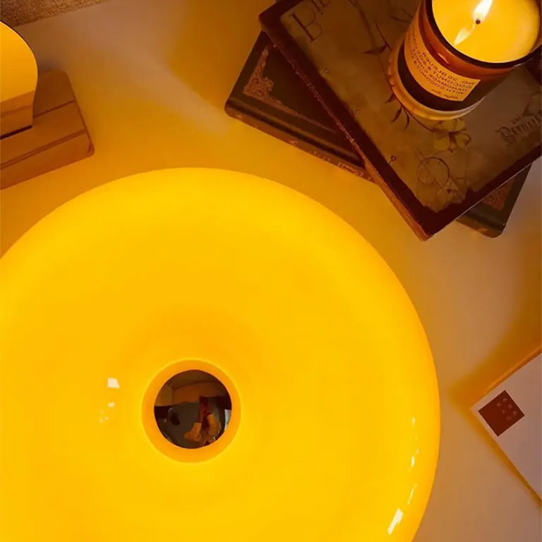 Donut Lamp – LED Dimmable Orange Table & Wall Lamp, Energy-Efficient Glass Light for Living Room, Bedroom, Dorm image 1
