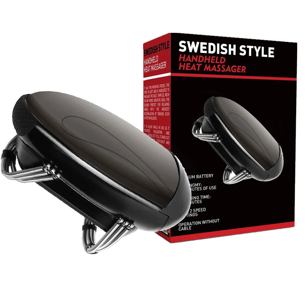 Professional Vibration Massager Barbershop Cordless Handheld Heat Massager USB Charging Body Neck Back Head Face Massager - Black image