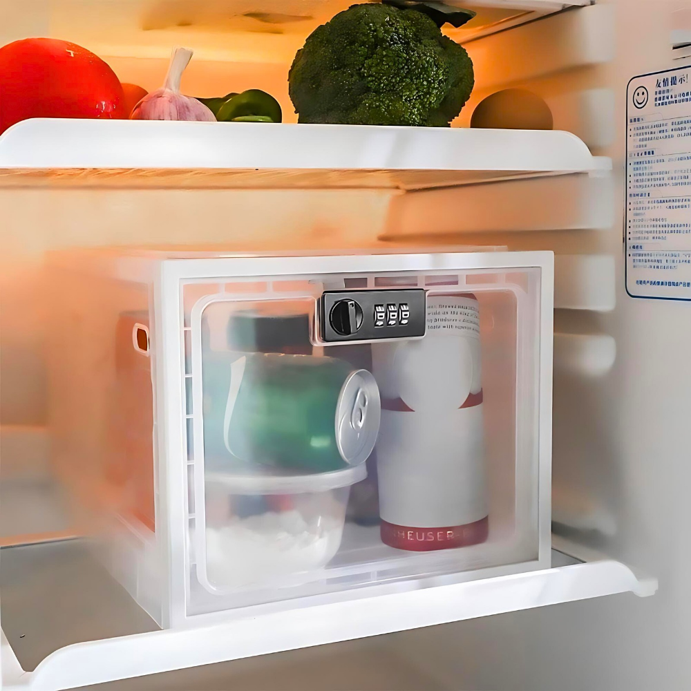 Heavy Duty Lockable Refrigerator Food Organizer Storage Bin - White image