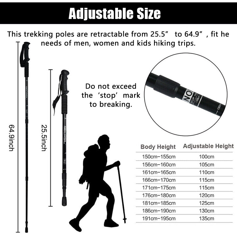 2X Trekking Poles Nordic Hiking Sticks image 9