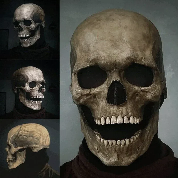 Movable Jaw Realistic Full Head Skull Mask - Human Skeleton Mask for Halloween Party image 2
