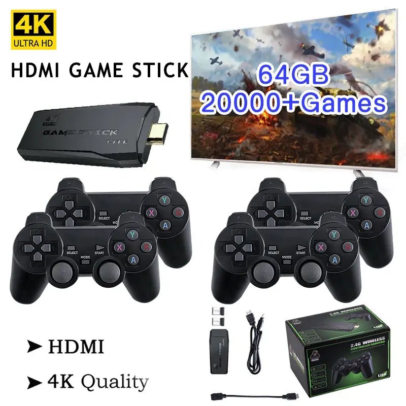 HDMI 4K TV Game Stick Console | 64GB with 20,000+ Retro Games & 2 Wireless Gamepads image 3