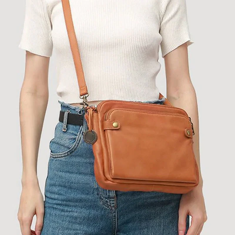 Three-Layer Crossbody Leather Shoulder Bag & Clutch image 3
