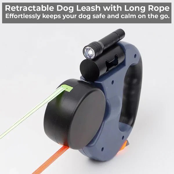Dual Retractable Dog Leash with Flashlight & Waste Bag Holder image 2