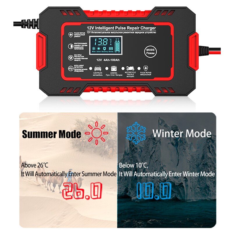 Car Battery Charger 12v 6a Pulse Repair LCD Display image 4