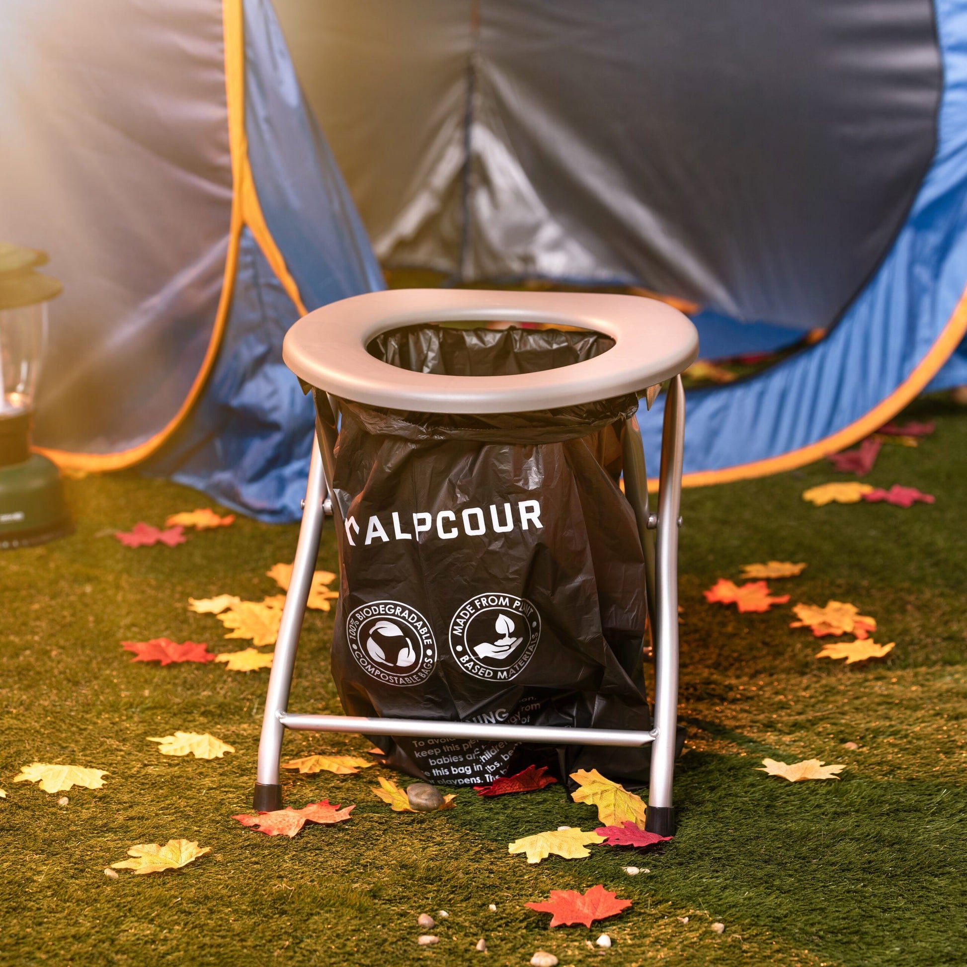 Portable Camping Toilet Seat With Trash Bag Hooks image 6