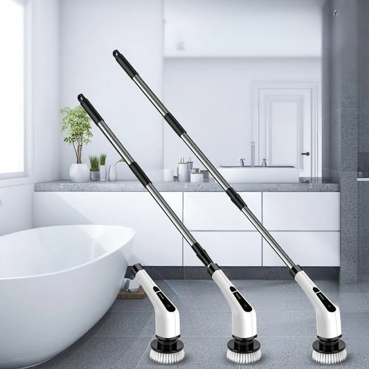 Electric Spin Power Scrubber Cordless Cleaning Brush Long Handle 7 Heads image 0