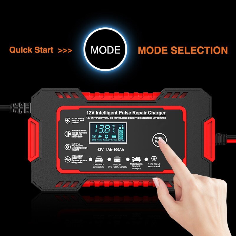 Car Battery Charger 12v 6a Pulse Repair LCD Display image 3
