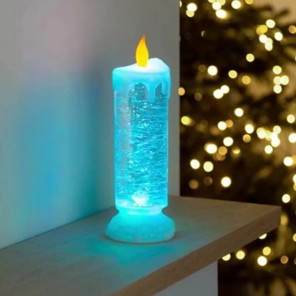 LED Christmas Candles Rechargeable With Glitter image 2