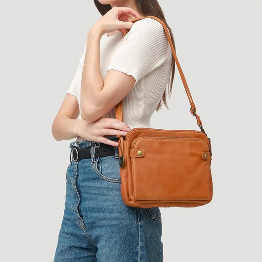 Three-Layer Crossbody Leather Shoulder Bag & Clutch image 0