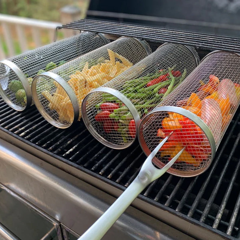 Stainless Steel Rolling BBQ Grill Basket - 4 PCS image