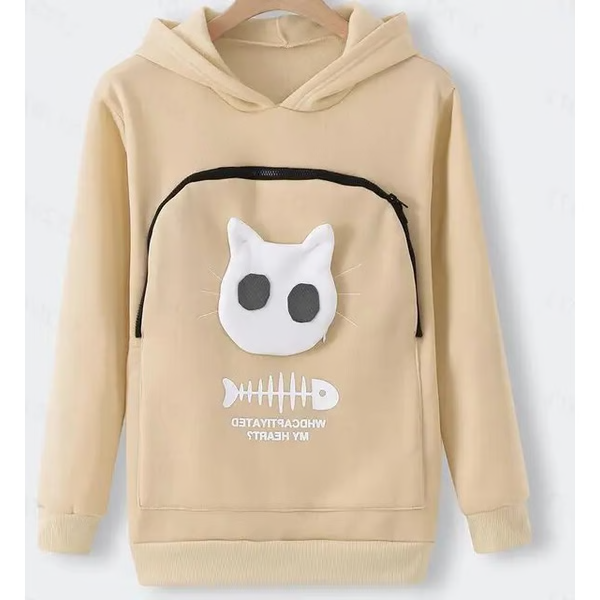 Cat Lover Hoodie Cuddle Pouch - Perfect Pet Gift - Beige, XXL image